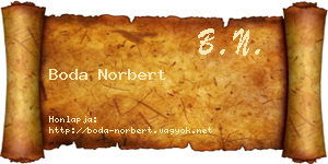 Boda Norbert névjegykártya